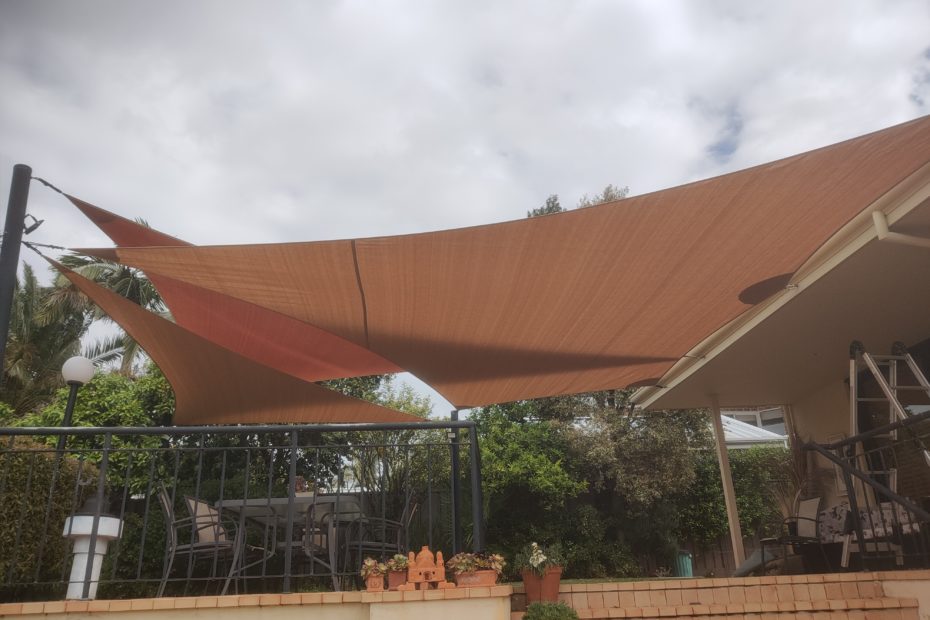 Multiple Shade Sails over a deck