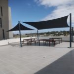 Triangle Shade Sail on a rooftop deck